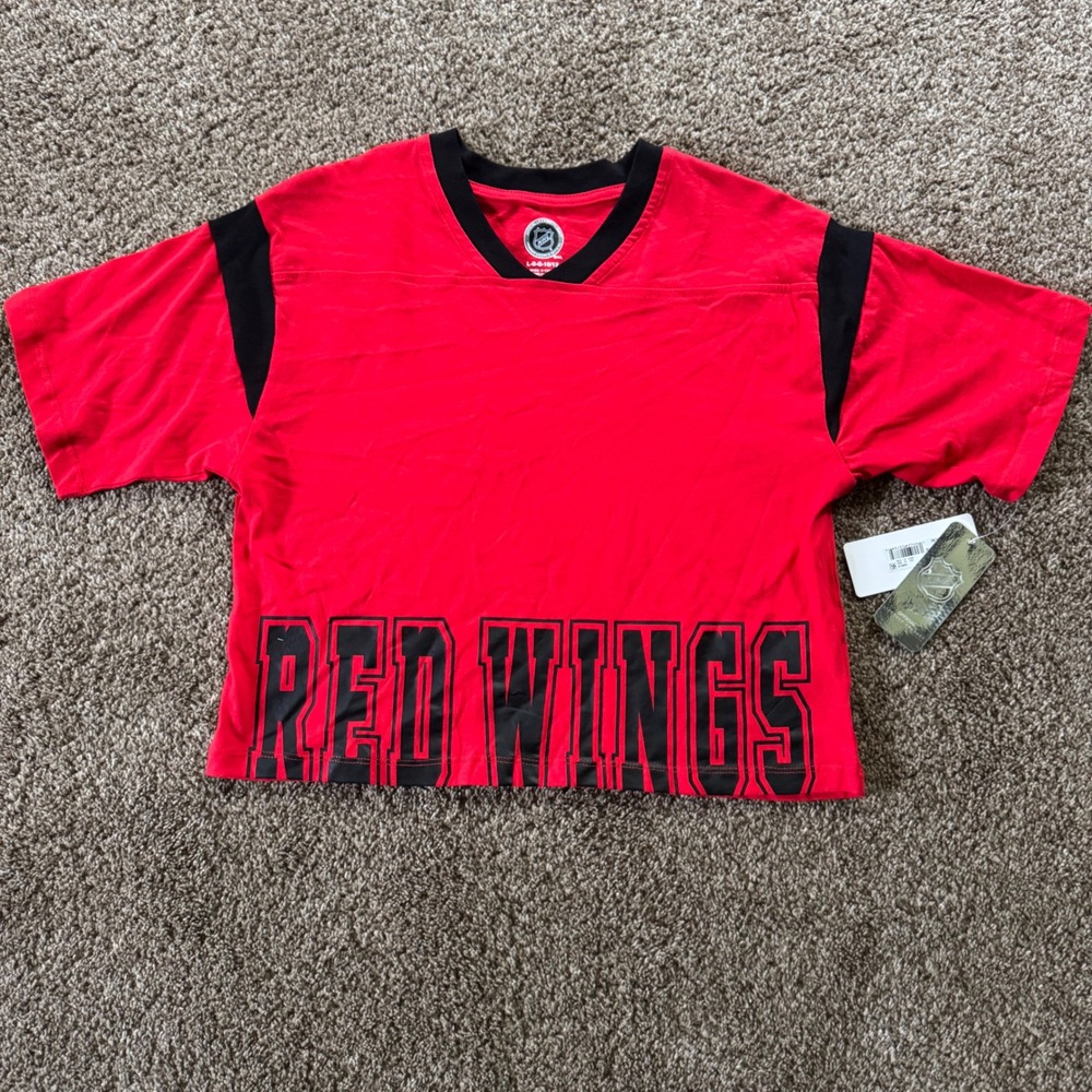 NHL Girls Detroit Red Wings Graphic Crop Top T-Shirt Size L 10/12 NWT